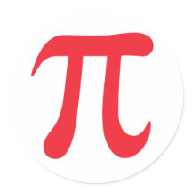 Red and white pi mathematical symbol stickers