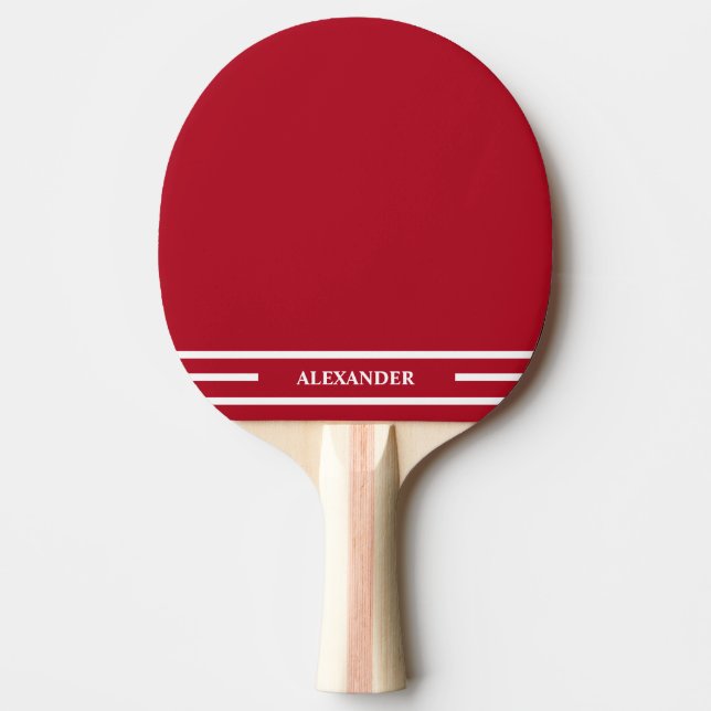 Red and White Ping Pong Paddle with Name (Front)