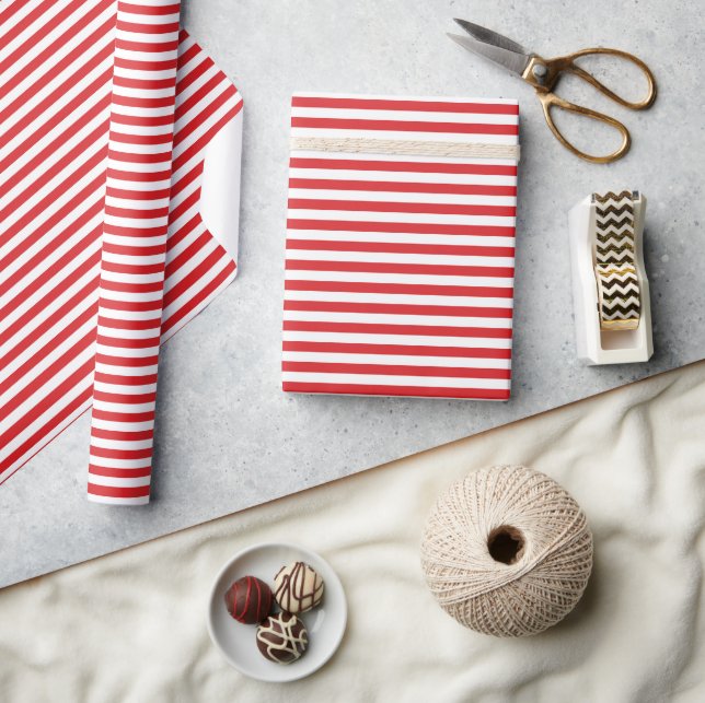 Red And White Pinstriped  Wrapping Paper (Crafts)