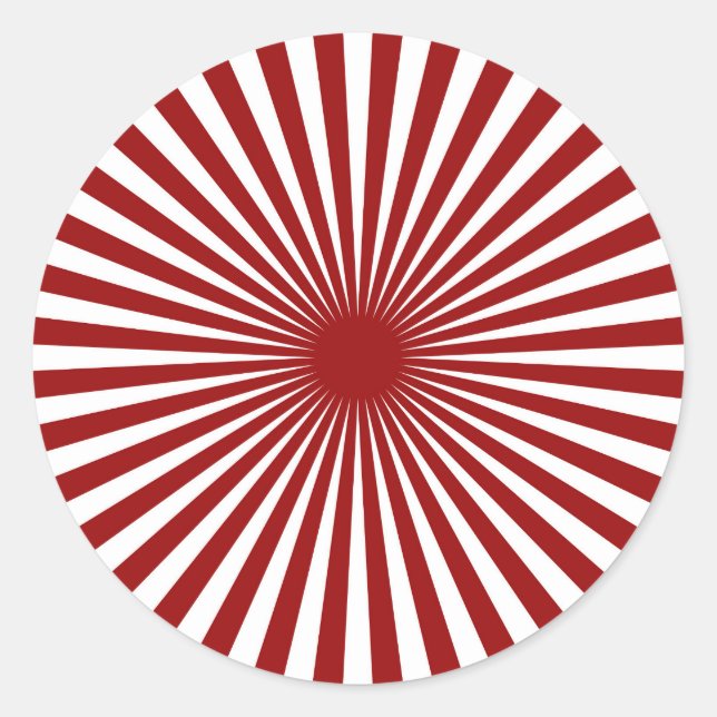 Red and White Pinwheel Classic Round Sticker (Front)