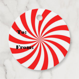 Red and White Pinwheel/Swirl Favour Tags