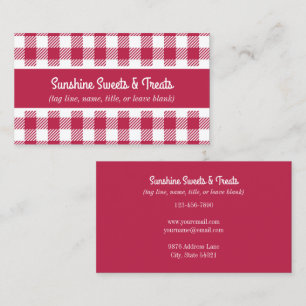 Red and White Plaid Bakery Business Card