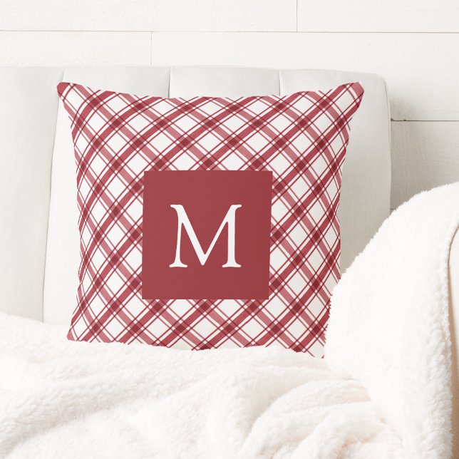 Red and White Plaid Cushion (Red and White Plaid Throw Pillow
)