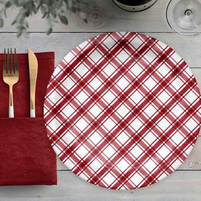Red and White Plaid Paper Plate (Red and White Plaid Paper Plates
)
