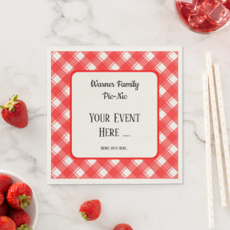 Red and White Plaid Pattern Retro Custom Napkin