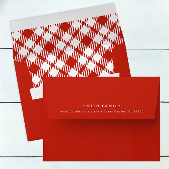 Red and White Plaid Pizza Baby Shower Envelope (Classic Red Envelope)
