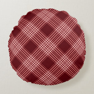 Red And White Plaid Round Cushion