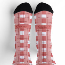 Red and White Plaid, Text on Foot