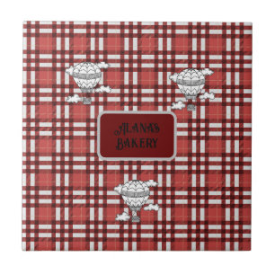 Red and White Plaid Tile