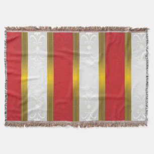 Red and White Poinsettia Stripes Throw Blanket
