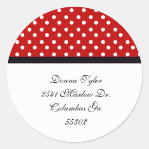 Red and White Polka dot Address Stickers