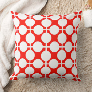 red and white polka dot and check pattern is fa cushion