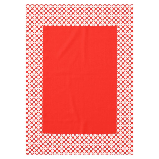 red and white polka dot and check pattern is fa tablecloth (Front)