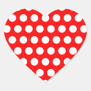 Red and White Polka Dot Heart Sticker
