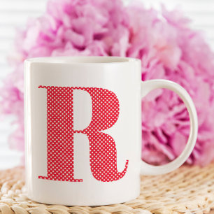 Red and White Polka Dot Monogram Coffee Mug