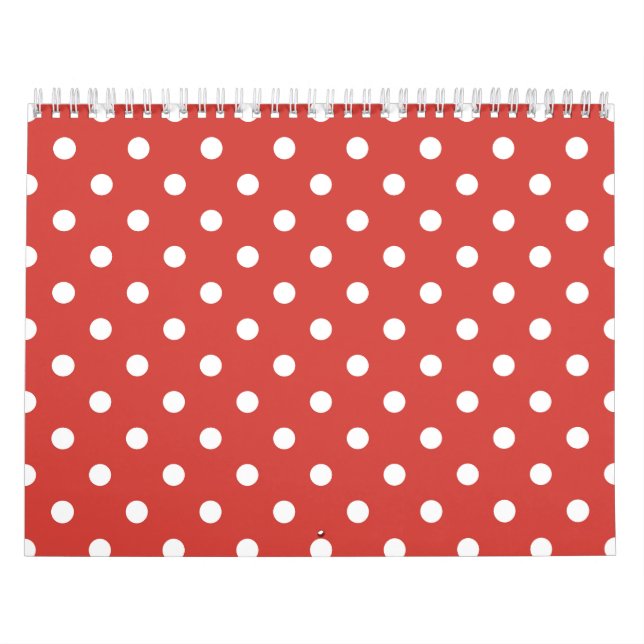 Red and White Polka Dot Pattern Calendar (Cover)