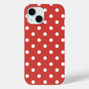 Red and White Polka Dot Pattern iPhone 15 Case