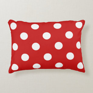 Red and White Polka Dot Pattern Decorative Cushion