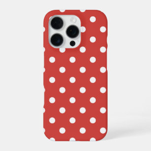 Red and White Polka Dot Pattern iPhone 16 Pro Case