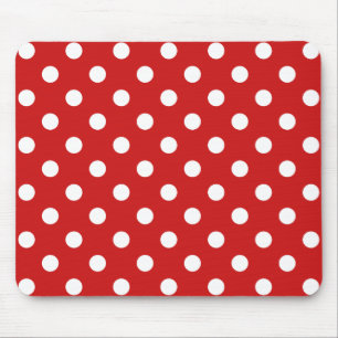 Red and White Polka Dot Pattern Mouse Pad