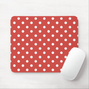 Red and White Polka Dot Pattern Mouse Pad