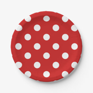 Red and White Polka Dot Pattern Paper Plate