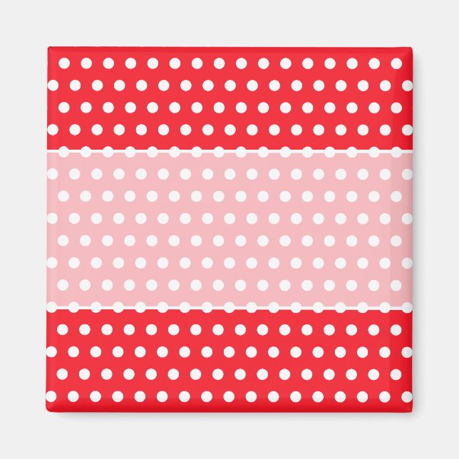 Red and White Polka Dot Pattern. Spotty. Magnet (Front)