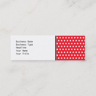 Red and White Polka Dot Pattern. Spotty. Mini Business Card