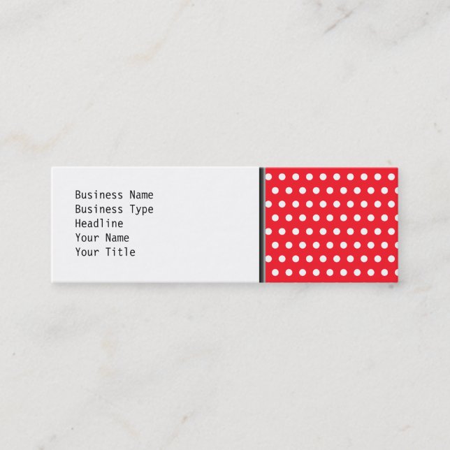 Red and White Polka Dot Pattern. Spotty. Mini Business Card (Front)