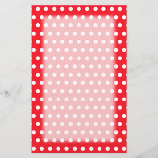 Red and White Polka Dot Pattern. Spotty. Stationery