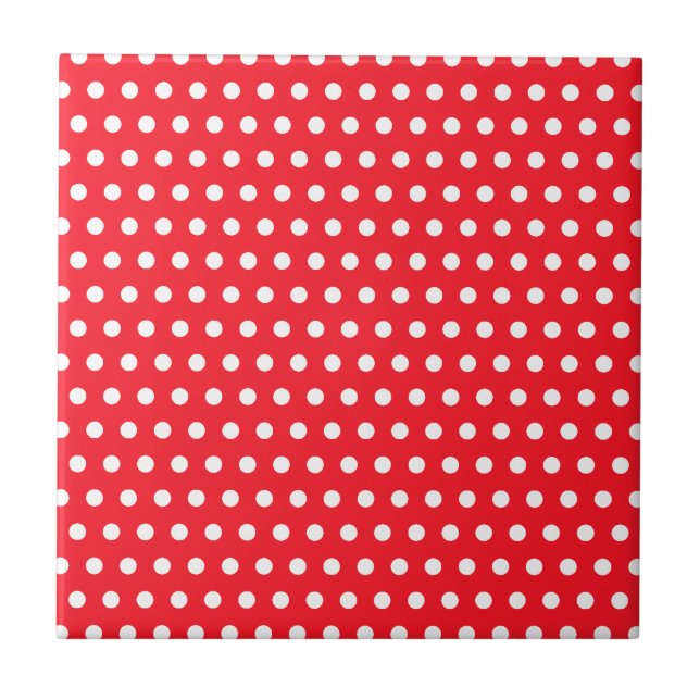 Red and White Polka Dot Pattern. Spotty. Tile (Front)