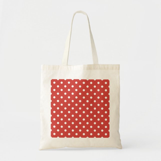 Red and White Polka Dot Pattern Tote Bag (Front)