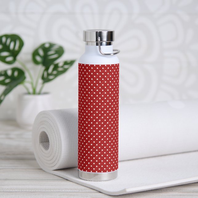Red and White Polka Dot Quilted Water Bottle (Yoga)