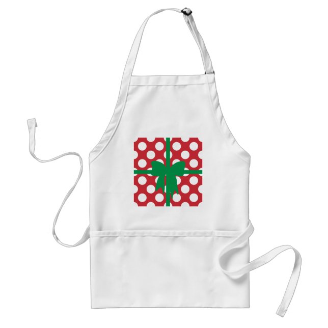 Red and White Polka Dot XMAS Standard Apron (Front)