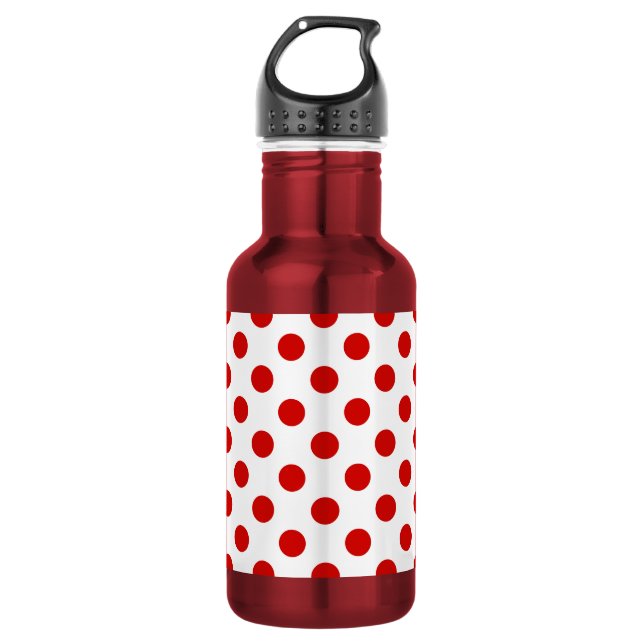 Red and white polka dots 532 ml water bottle (Front)