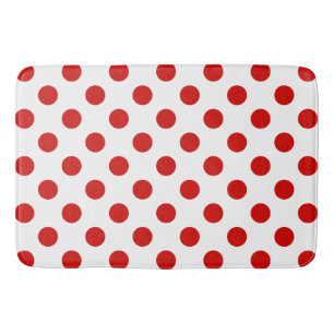 Red and white polka dots bath mat