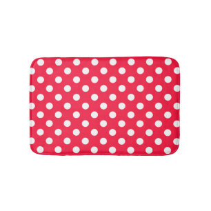 Red and white polka dots bathroom rug