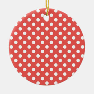 Red and White Polka Dots Ceramic Tree Decoration