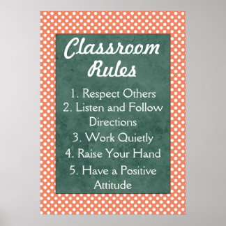 Red and White Polka Dots Classroom Rules Poster