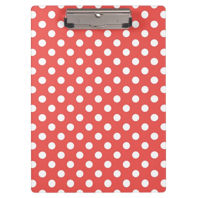 Red and White Polka Dots Clipboard (Front)