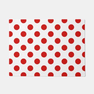 Red and white polka dots doormat