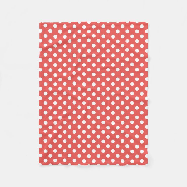 Red and White Polka Dots Fleece Blanket (Front)