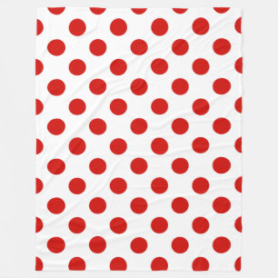 Red and white polka dots fleece blanket