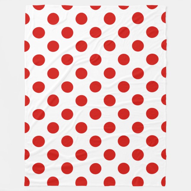 Red and white polka dots fleece blanket (Front)