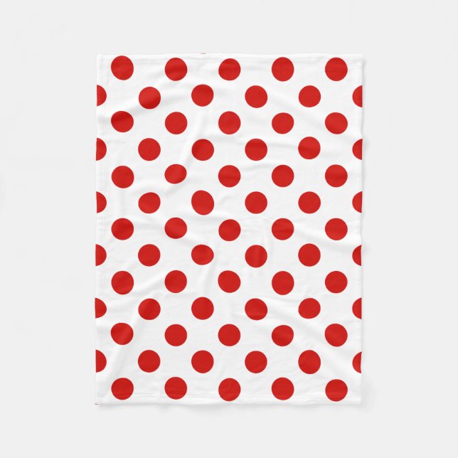 Red and white polka dots fleece blanket (Front)