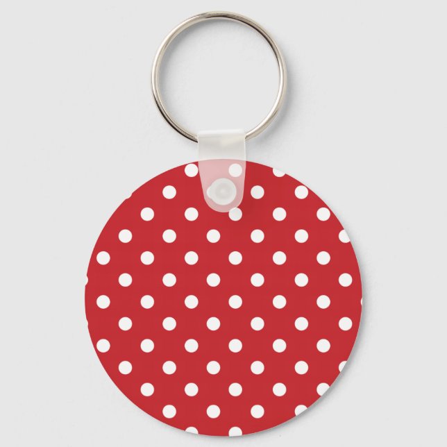 Red and White Polka Dots Key Ring (Front)