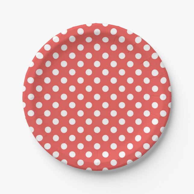 Red and White Polka Dots Paper Plate (Front)