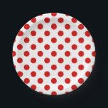 Red and white polka dots paper plate<br><div class="desc">Red and white polka dots</div>