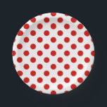 Red and white polka dots paper plate<br><div class="desc">Red and white polka dots</div>
