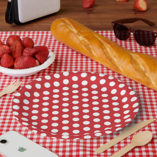 Red and White Polka Dots Paper Plate